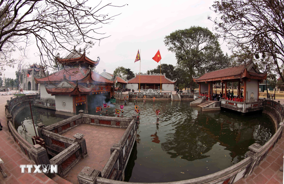 Thủy đình biểu diễn rối nước tại làng Đào Thục, xã Thụy Lâm, huyện Đông Anh. (Ảnh: Trần Việt/TTXVN)