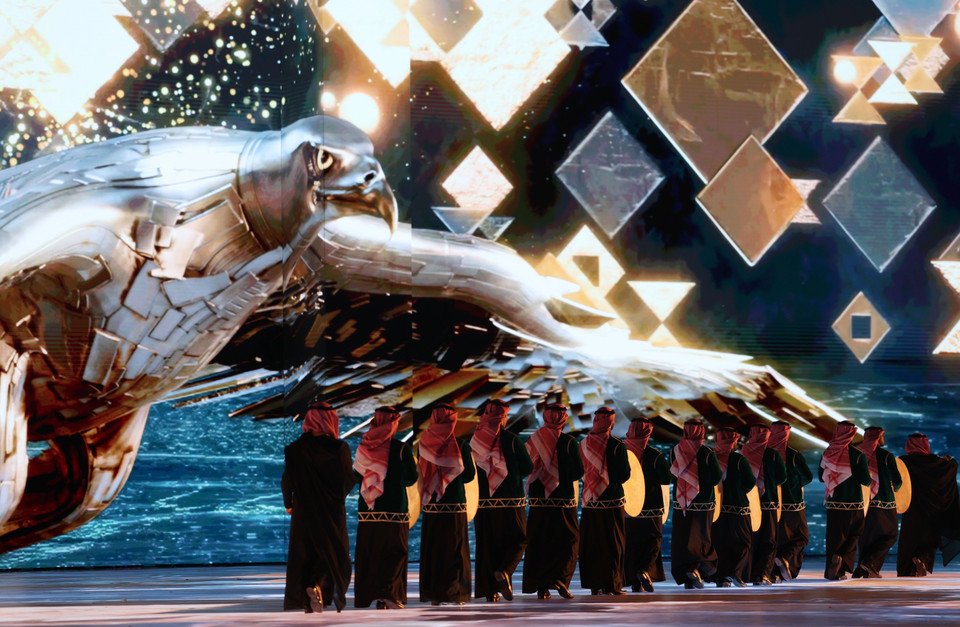 Tiết mục biểu diễn nghệ thuật tại Lễ bế mạc Á vận hội mùa Đông lần thứ 9 ở thành phố Cáp Nhĩ Tân, tỉnh Hắc Long Giang, Đông Bắc Trung Quốc ngày 14/2/2025. (Ảnh: THX/TTXVN)