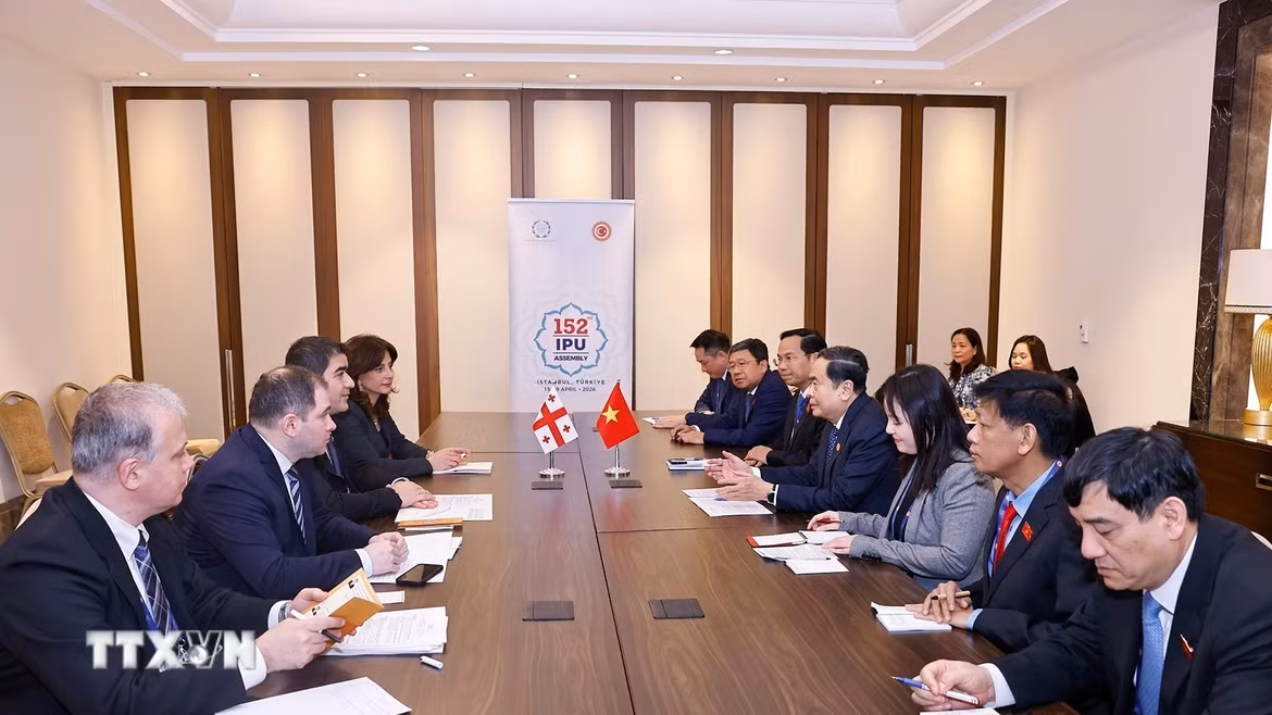 Chủ tịch Quốc hội Trần Thanh Mẫn gặp Chủ tịch Quốc hội Gruzia Shalva Papuashvili. (Ảnh: Doãn Tấn/TTXVN)