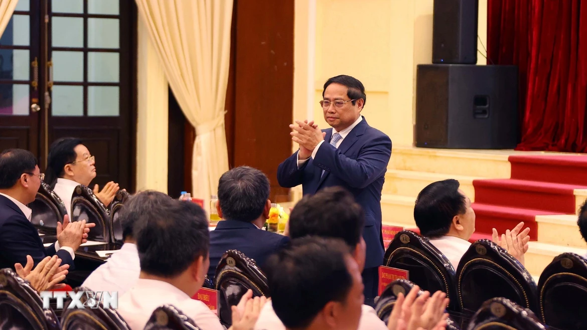Thủ tướng Phạm Minh Chính dự hội nghị. (Ảnh: Văn Điệp/TTXVN)