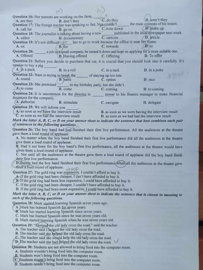 Đề thi môn Ngoại ngữ Kỳ thi Tốt nghiệp Trung học phổ thông ảnh 3