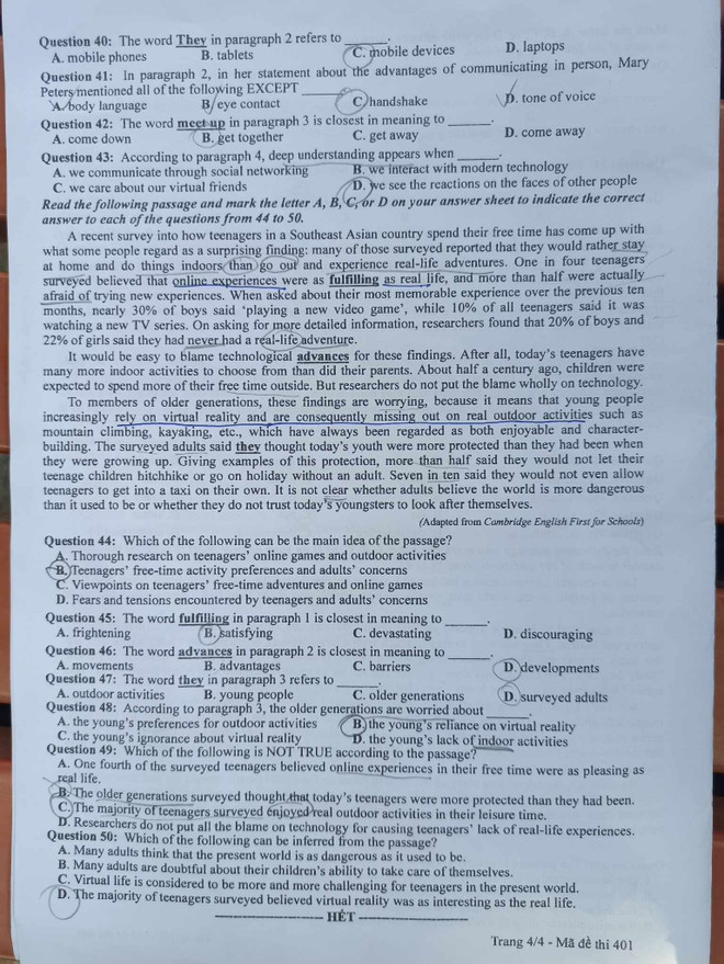 Đề thi môn Ngoại ngữ Kỳ thi Tốt nghiệp Trung học phổ thông ảnh 5