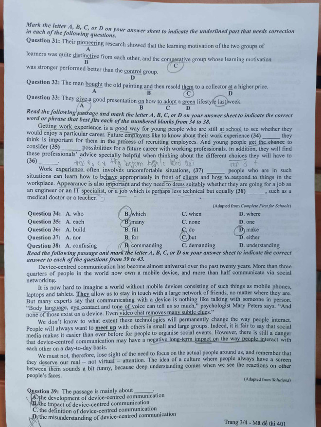 Đề thi môn Ngoại ngữ Kỳ thi Tốt nghiệp Trung học phổ thông ảnh 4
