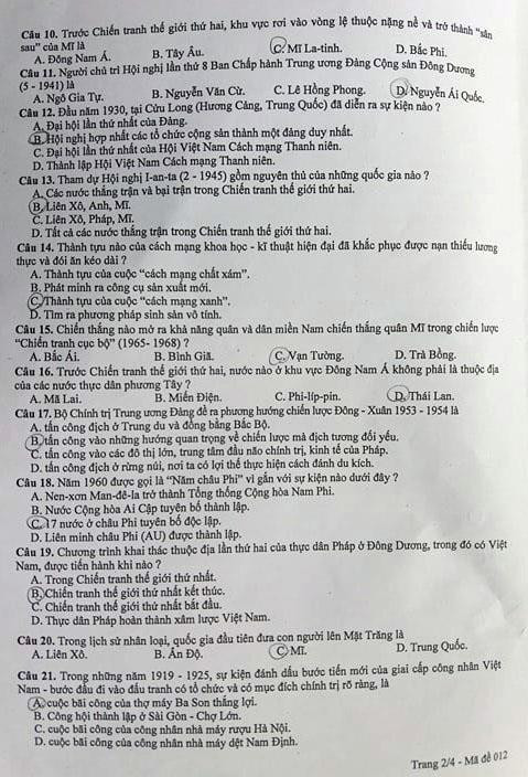 Chi tiết đề thi môn Lịch sử Tuyển sinh vào lớp 10 tại Hà Nội ảnh 2