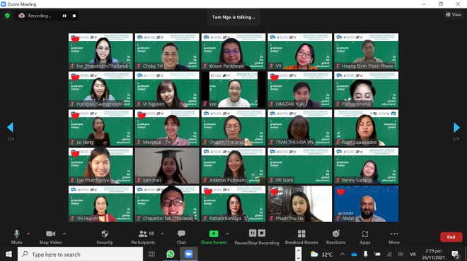 Lễ tốt nghiệp khóa NZGCC 2021 diễn ra trực tuyến với sự tham dự của giáo viên đến từ Việt Nam, Thái Lan, Nhật Bản và New Zealand. (Ảnh: BTC) Cơ hội nhận học bổng New Zealand dành cho giáo viên Việt Nam ảnh 2