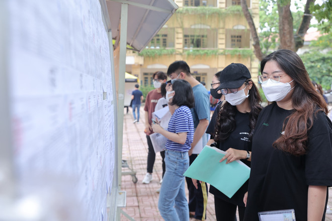 Thí sinh dự thi tốt nghiệp trung học phổ thông năm 2022. (Ảnh: Hoài Nam/Vietnam+) Bộ Giáo dục và Đào tạo chính thức công bố điểm thi tốt nghiệp THPT ảnh 1