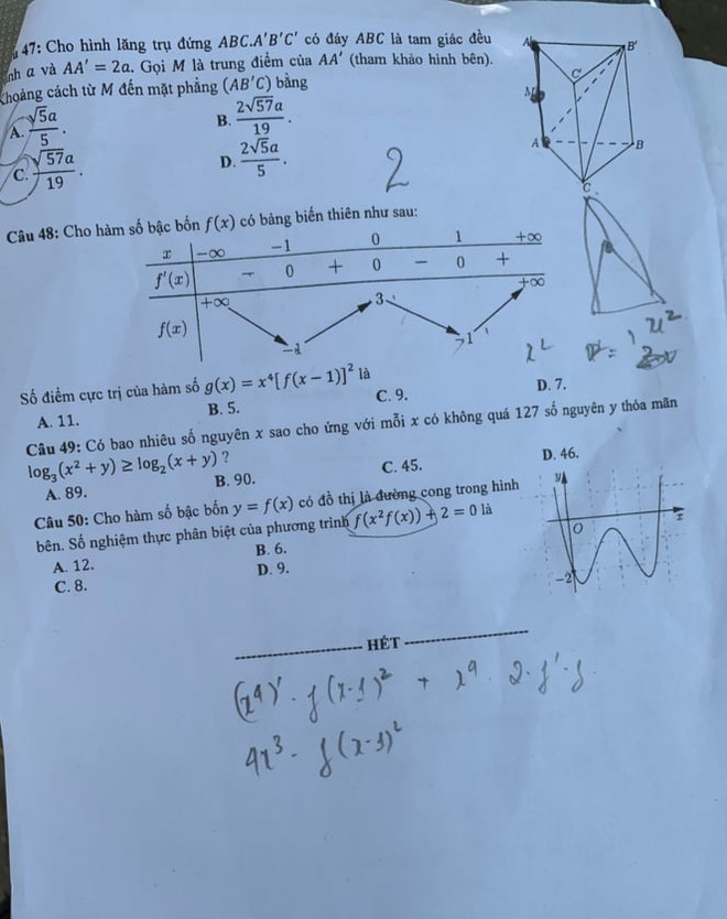 Gợi ý giải đề thi môn Toán kỳ thi Tốt nghiệp Trung học phổ thông 2020 ảnh 6