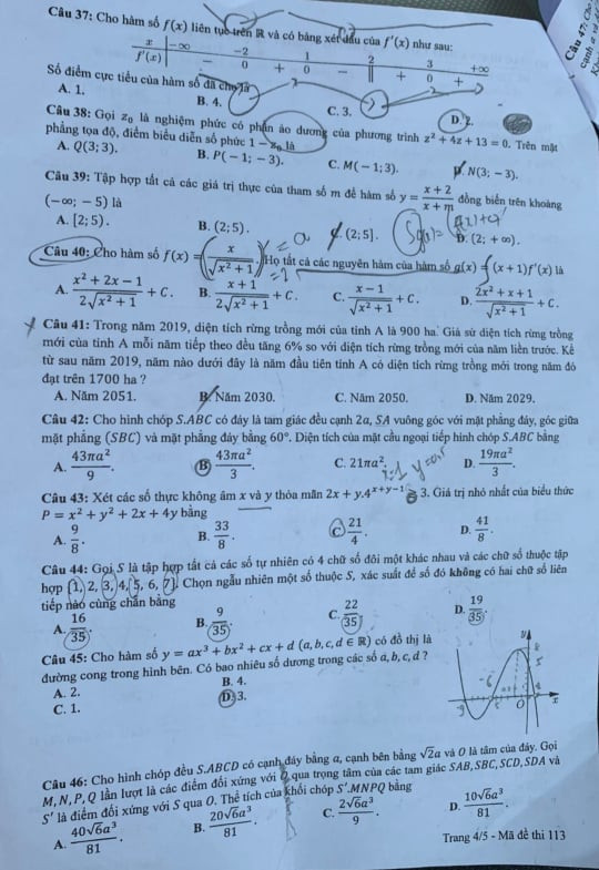 Gợi ý giải đề thi môn Toán kỳ thi Tốt nghiệp Trung học phổ thông 2020 ảnh 5