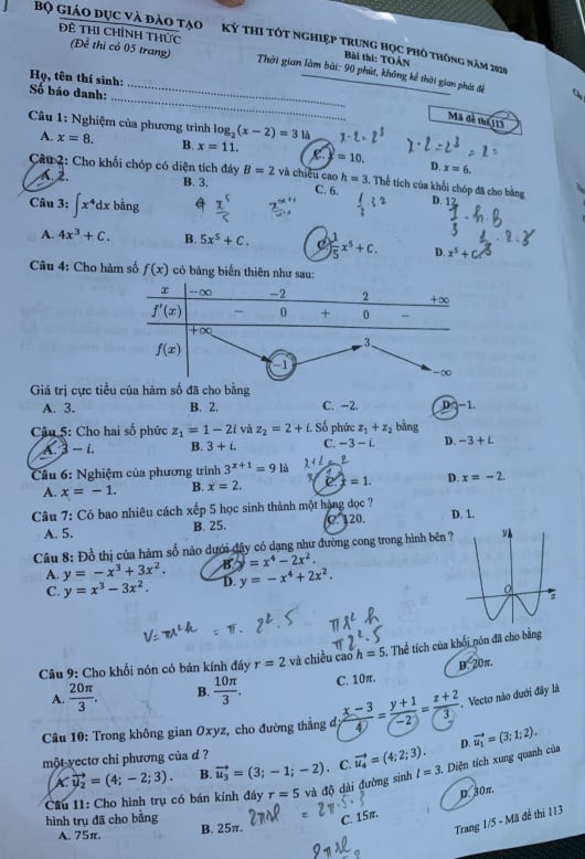 Gợi ý giải đề thi môn Toán kỳ thi Tốt nghiệp Trung học phổ thông 2020 ảnh 2