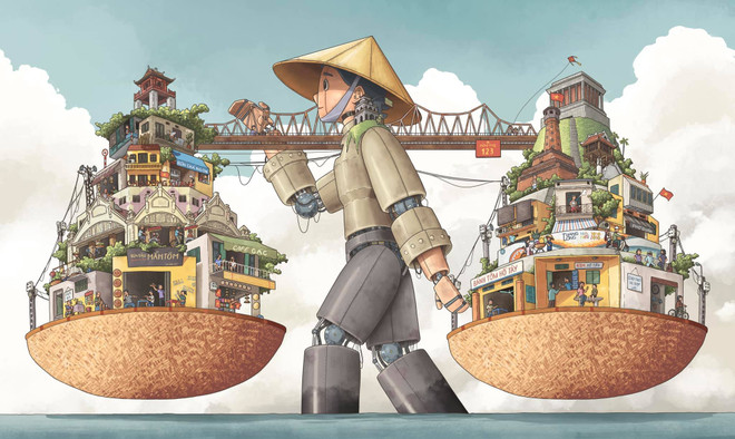''Hà Nội rong'' của Đặng Thái Tuấn đạt giải nhất ''Hà Nội là.'' (Ảnh: BTC) Tranh vẽ gánh hàng rong Hà Nội giành giải nhất cuộc thi ''Hà Nội là'' ảnh 2
