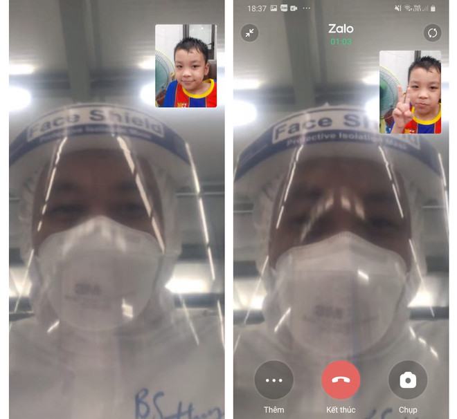 Xa nhà dịp Trung Thu, bác sỹ Lê Nhật Huy chỉ có thể gặp con qua cuộc gọi hình. (Ảnh: NVCC) Trung Thu nơi tâm dịch: Đoàn viên với gia đình qua màn hình di động ảnh 2
