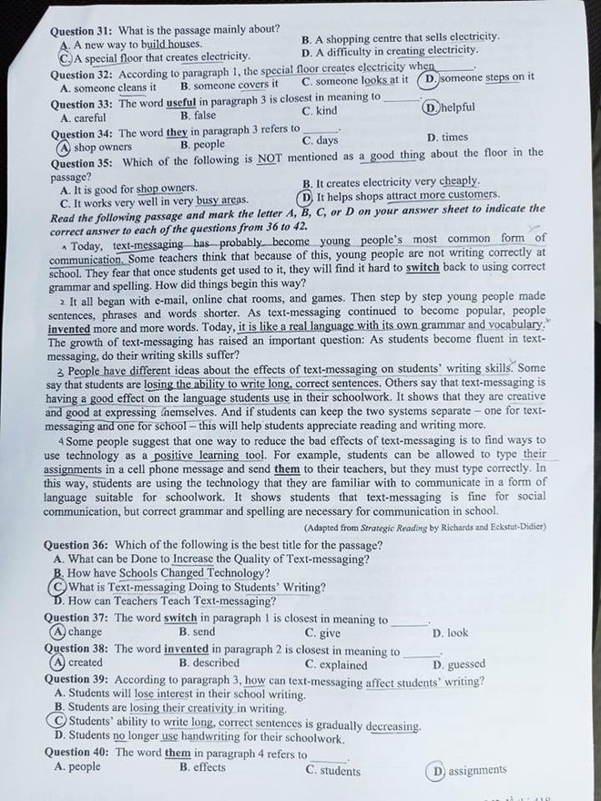 Đề thi môn Ngoại ngữ Kỳ thi tốt nghiệp trung học phổ thông năm 2021 ảnh 4