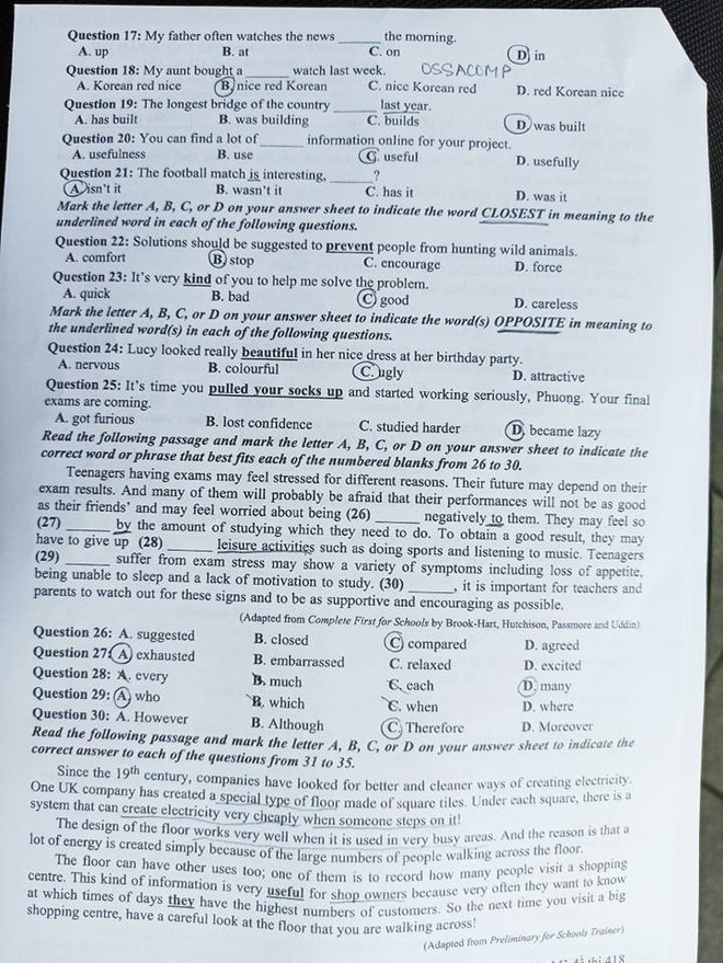 Đề thi môn Ngoại ngữ Kỳ thi tốt nghiệp trung học phổ thông năm 2021 ảnh 3