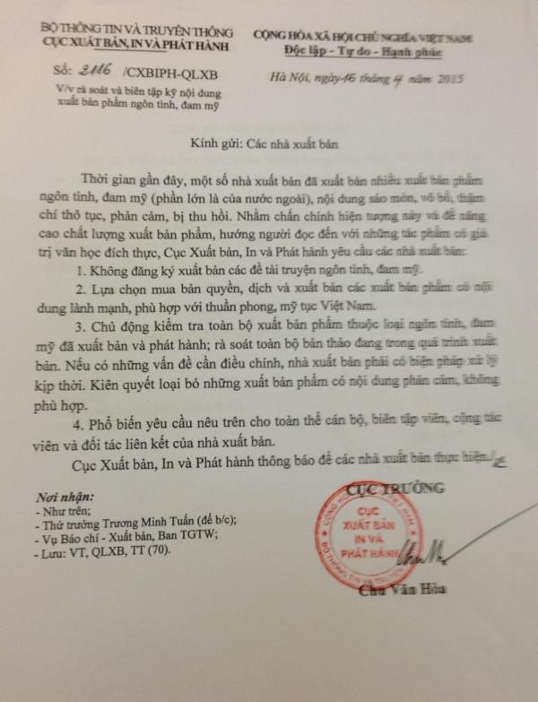 Yêu cầu không đăng ký xuất bản các đề tài truyện ngôn tình ảnh 2