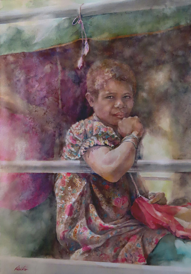 Japan_ Keiko Hoshino_Waiting for returning to my village_ at the market _56x38_1300euro.jpg