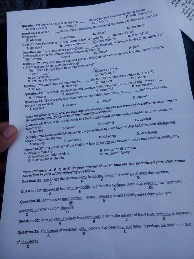 Đề thi môn Ngoại ngữ kỳ thi trung học phổ thông quốc gia ảnh 3