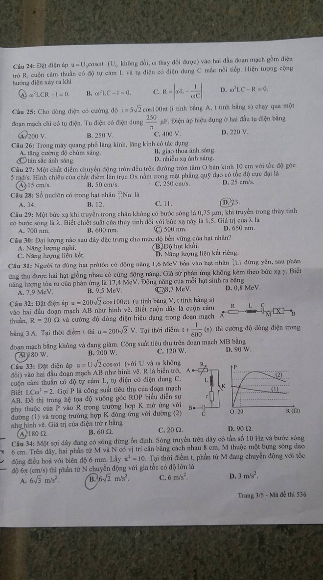 Gợi ý đáp án môn Vật lý kỳ thi THPT quốc gia, mã đề 563 ảnh 4