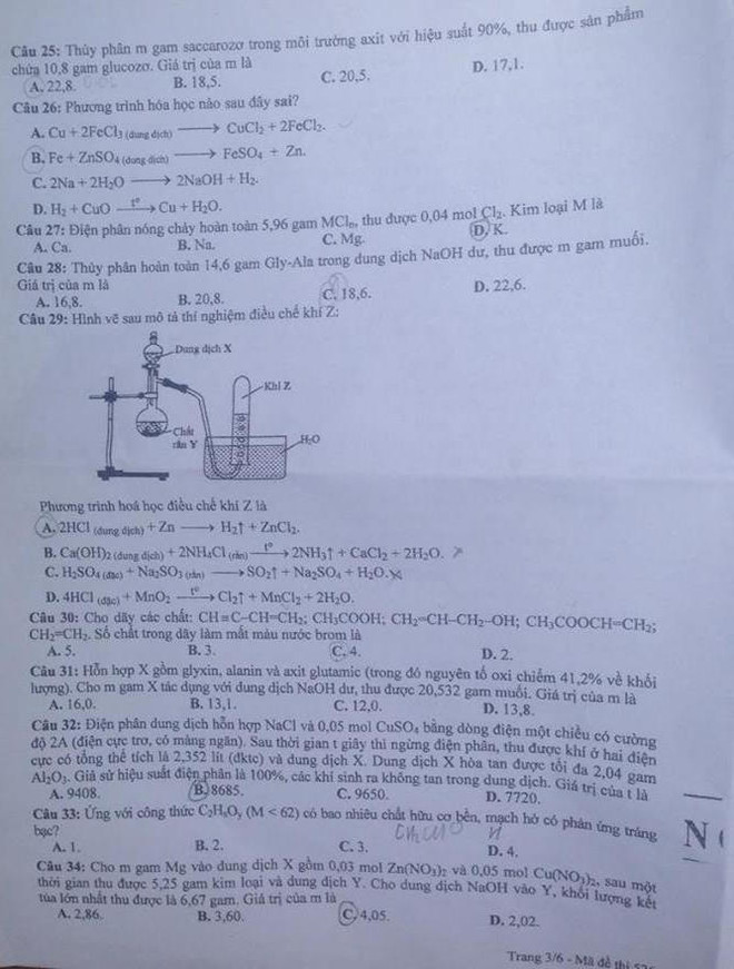 Gợi ý đáp án đề thi môn Hóa học kỳ thi THPT quốc gia ảnh 5
