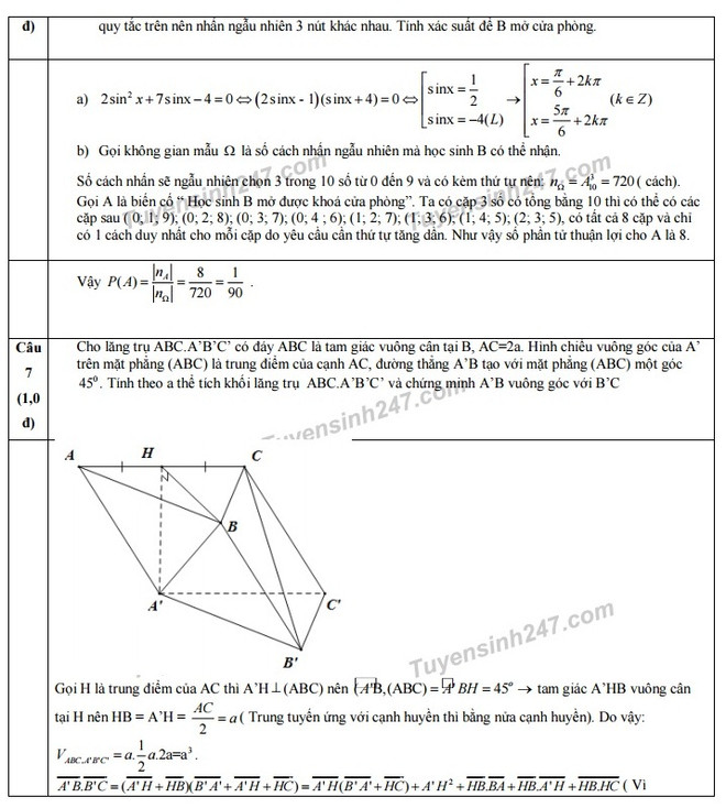 Gợi ý giải bài thi môn Toán kỳ thi trung học phổ thông quốc gia ảnh 5