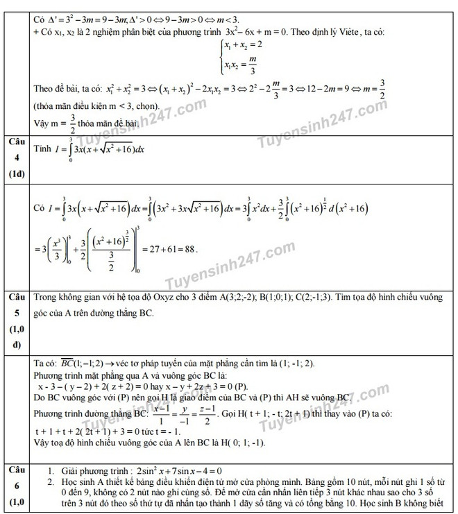 Gợi ý giải bài thi môn Toán kỳ thi trung học phổ thông quốc gia ảnh 4