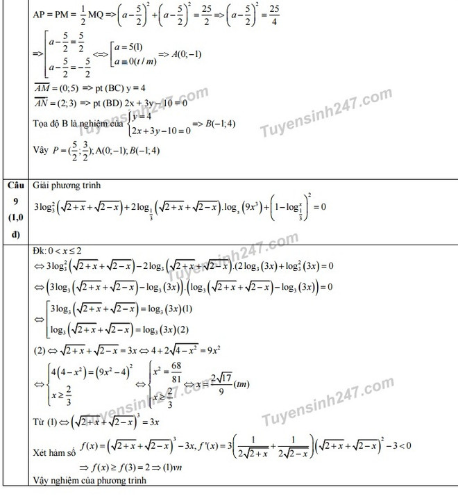 Gợi ý giải bài thi môn Toán kỳ thi trung học phổ thông quốc gia ảnh 7