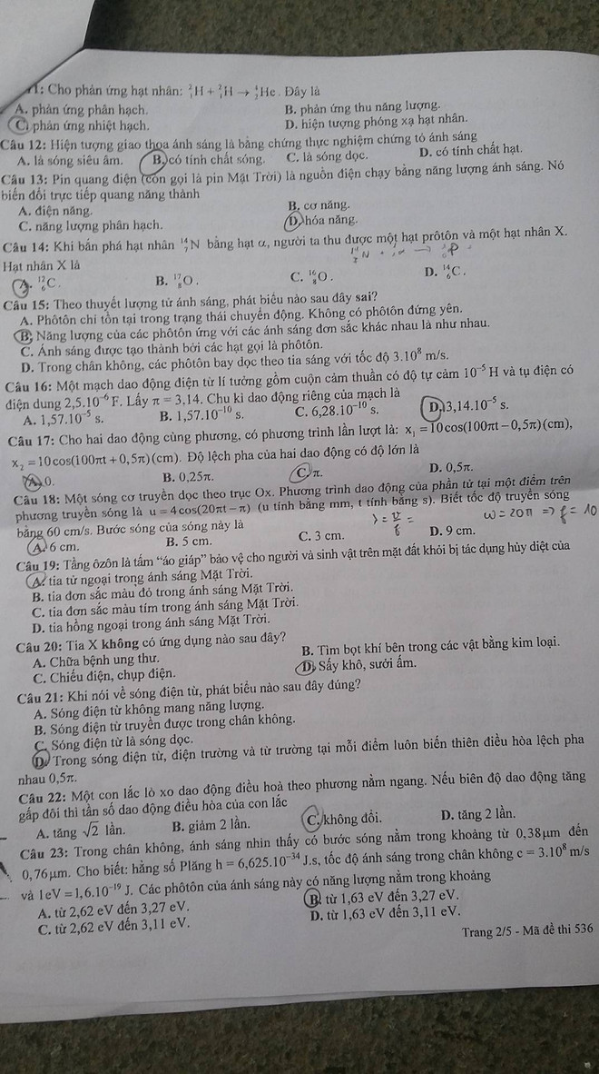 Gợi ý đáp án môn Vật lý kỳ thi THPT quốc gia, mã đề 563 ảnh 3
