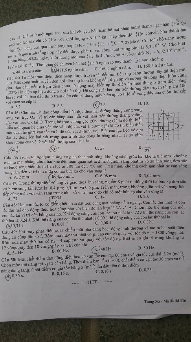 Gợi ý đáp án môn Vật lý kỳ thi THPT quốc gia, mã đề 563 ảnh 6