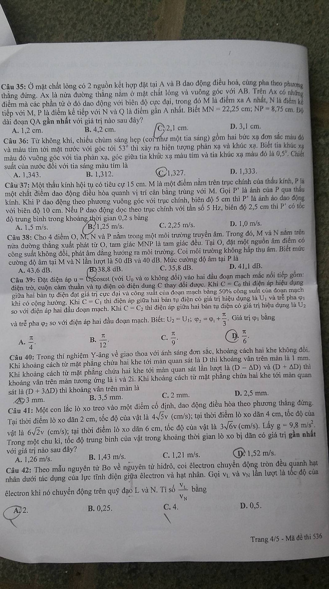 Gợi ý đáp án môn Vật lý kỳ thi THPT quốc gia, mã đề 563 ảnh 5