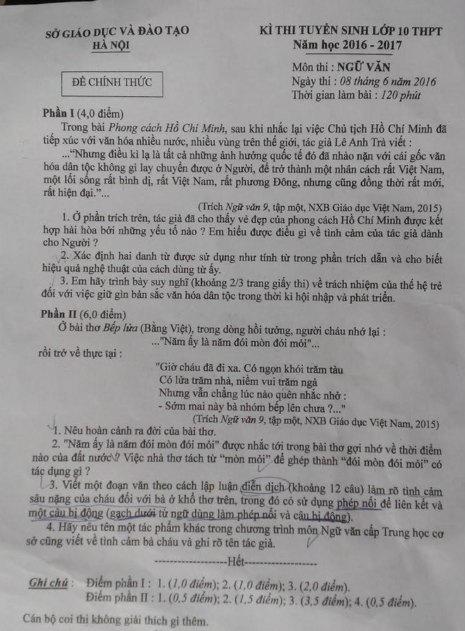 Gợi ý lời giải đề thi môn Ngữ văn vào lớp 10 của Hà Nội ảnh 2