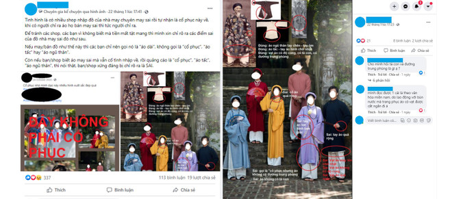 Một trong nhiều bài viết chia sẻ quan điểm về lỗi khi mặc cổ phục trong một nhóm Facebook , nhận được nhiều sự quan tâm và bình luận của cộng đồng. (Ảnh: Chụp màn hình) Ngày Tết diện cổ phục và những lưu ý về áo dài cách tân ảnh 4