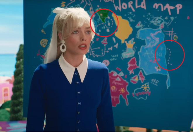 Bản đồ đứt đoạn phim Barbie xuất hiện nhiều lần, gây suy diễn ảnh 1