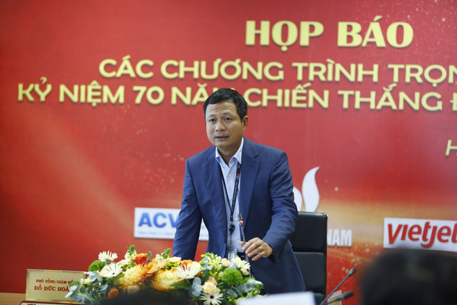 Phó Tổng Giám đốc Đài Truyền hình Việt Nam Đỗ Đức Hoàng phát biểu trong họp báo. (Ảnh: PV/Vietnam+) vtv.jpg