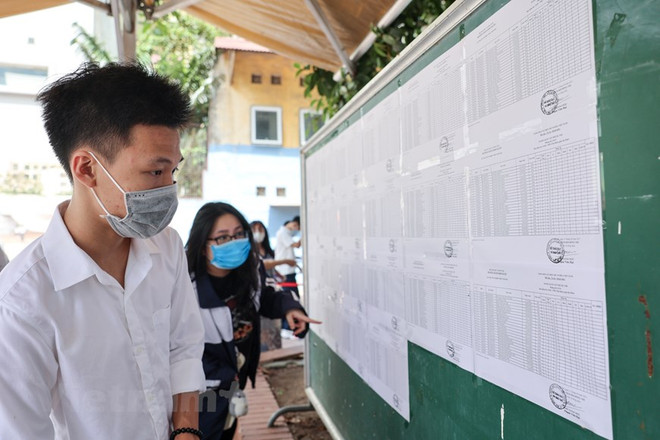 Thí sinh dự thi tốt nghiệp trung học phổ thông. (Ảnh: Minh Sơn/Vietnam+) Công bố điểm thi tốt nghiệp THPT năm 2021, tra cứu trên VietnamPlus ảnh 1