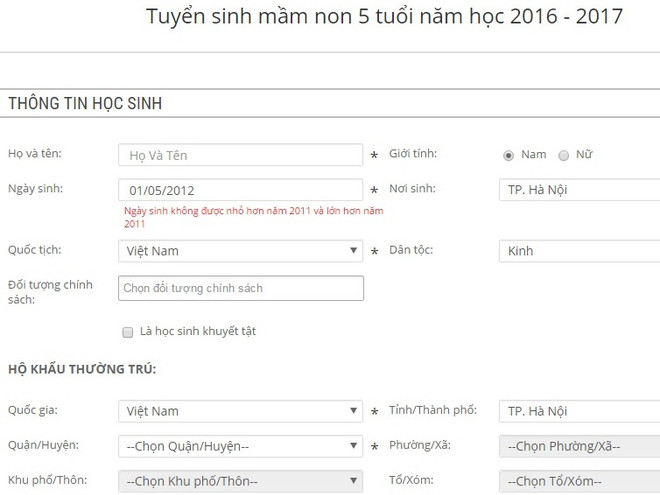 Hà Nội: Phần mềm tuyển sinh online không dành cho trẻ dưới 5 tuổi ảnh 2