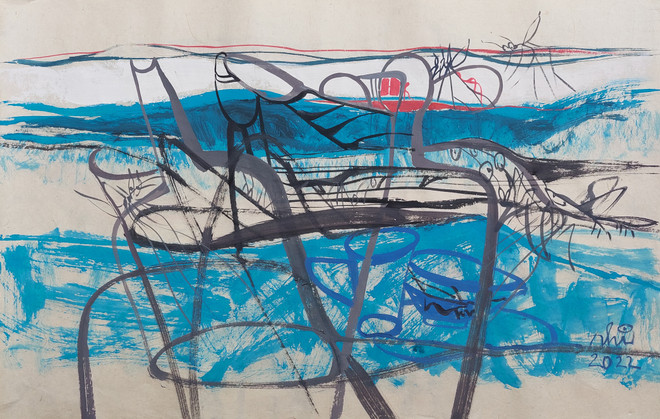 'Âm không' của họa sỹ Bình Nhi: Hoa sen Việt nở trên đất Phật Nepal ảnh 10