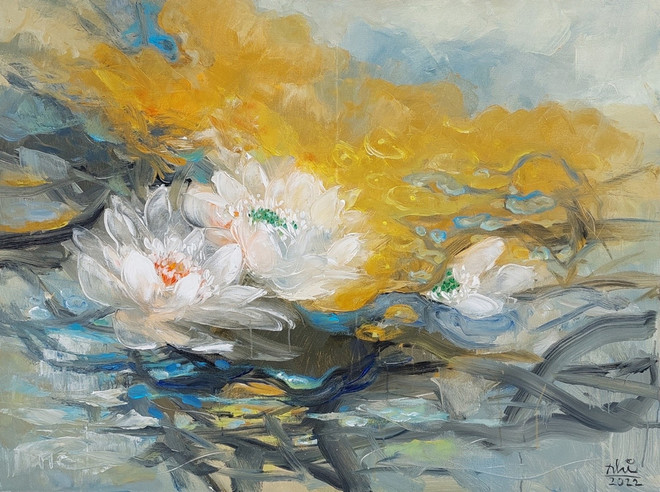 'Âm không' của họa sỹ Bình Nhi: Hoa sen Việt nở trên đất Phật Nepal ảnh 3