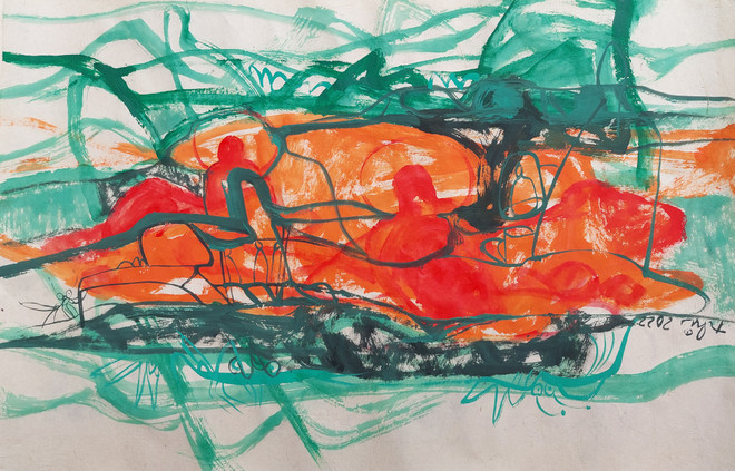 'Âm không' của họa sỹ Bình Nhi: Hoa sen Việt nở trên đất Phật Nepal ảnh 9