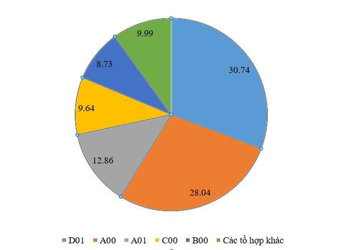 Tỷ lệ phần trăm số nguyện vọng của thí sinh theo các tổ hợp xét tuyển Tuyển sinh đại học 2019: Ngành nào có tỷ lệ chọi cao nhất? ảnh 4