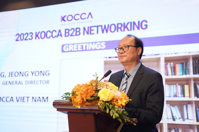 Ông Hong Jeong Yong tại hội nghị kết nối doanh nghiệp sáng tạo 3 nước Việt Nam, Hàn Quốc, Campuchia. (Ảnh: PV/Vietnam+) 'Thắt chặt tình cảm giữa Việt Nam-Hàn Quốc bằng hợp tác văn hóa' ảnh 3