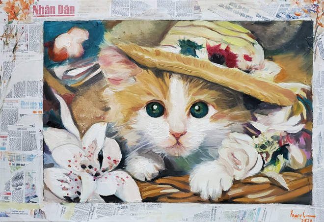 Tác phẩm của họa sỹ Trần Thị Trường. Cuộc hội ngộ của các linh vật Mèo độc bản trước thềm Xuân Quý Mão ảnh 7