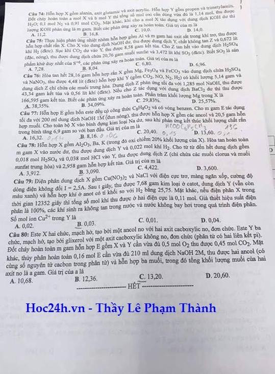 Đề thi chính thức môn Hóa học kỳ thi trung học phổ thông quốc gia ảnh 5