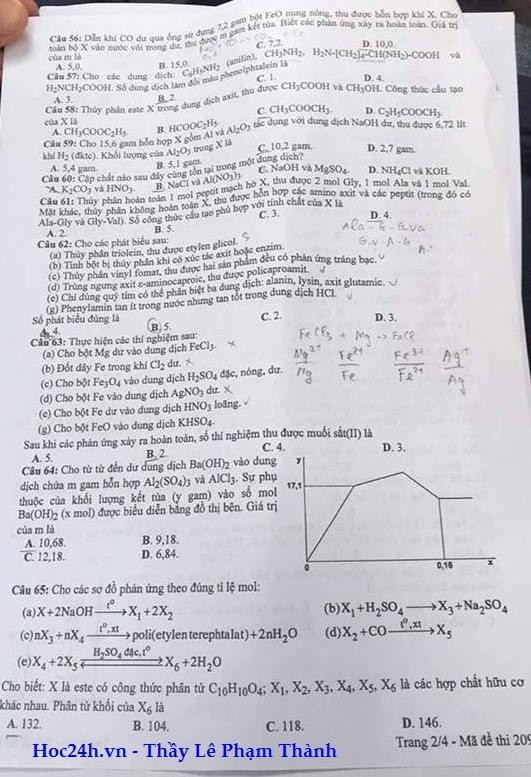 Đề thi chính thức môn Hóa học kỳ thi trung học phổ thông quốc gia ảnh 3