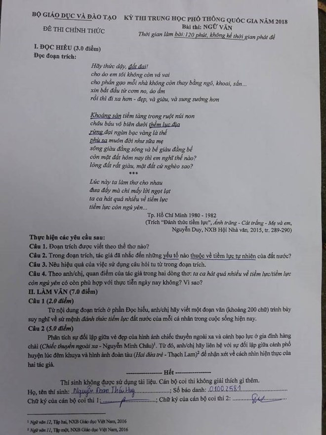 Tiến sỹ văn học 'bắt lỗi' đề thi Ngữ văn của Bộ Giáo dục và Đào tạo? ảnh 3