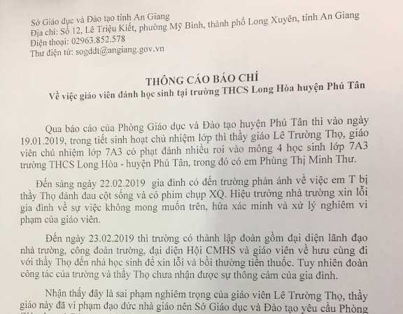 Vụ giáo viên bị tố đánh học sinh vẹo cột sống: Chỉ đánh vào mông? ảnh 2
