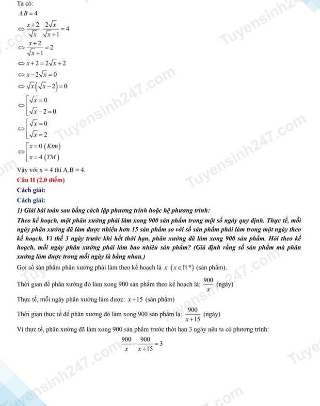 Gợi ý đáp án đề môn Toán kỳ thi tuyển sinh vào lớp 10 của Hà Nội ảnh 3
