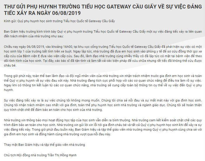 Vụ học sinh bị bỏ quên trên xe buýt: Trường Gateway mập mờ thông tin ảnh 3