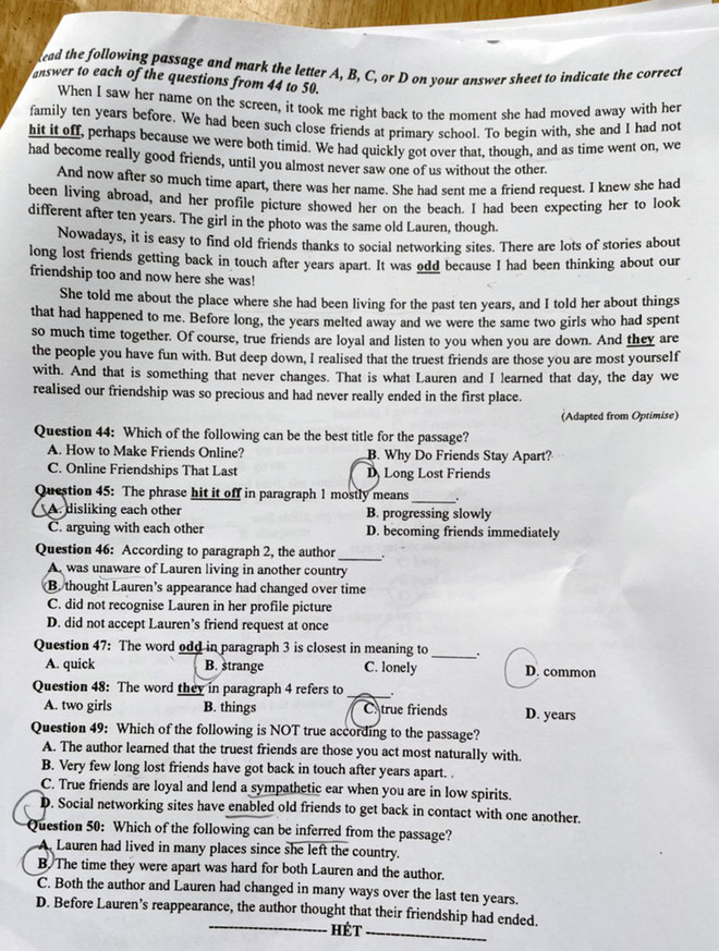 Đề thi chính thức môn Ngoại ngữ Kỳ thi tốt nghiệp THPT 2022 ảnh 4