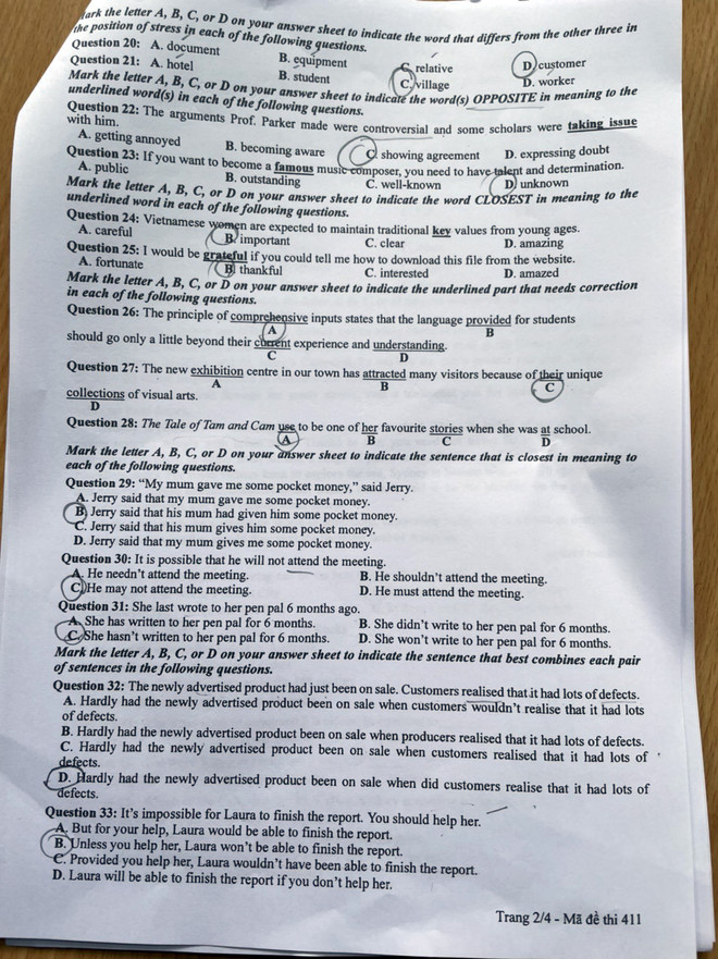 Đề thi chính thức môn Ngoại ngữ Kỳ thi tốt nghiệp THPT 2022 ảnh 2