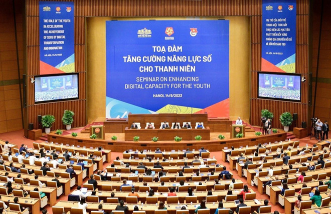 Quang cảnh tọa đàm. (Ảnh: PV/Vietnam+) 'Chuyển đổi Số tạo đà cho thanh niên bứt phá, tạo ra giá trị mới' ảnh 1