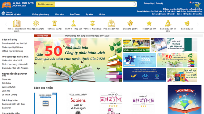 Hội sách trực tuyến quốc gia 2020 tạo ra sân chơi mới cho các đơn vị xuất bản và bạn đọc. (Ảnh chụp màn hình: PV/Vietnam+) Phát triển văn hóa đọc: Tìm cơ hội giữa thách thức của dịch COVID-19 ảnh 1